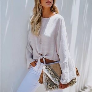 Ashley Autumn Batwing Relaxed Fit Tie Pullover